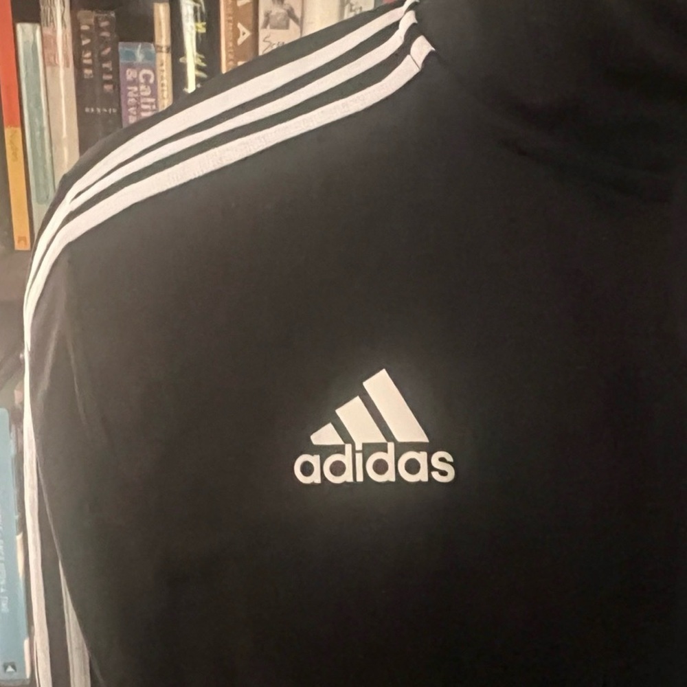 adidas Black Track Jacket with White 3-Stripe Detail - Picture 4 of 7